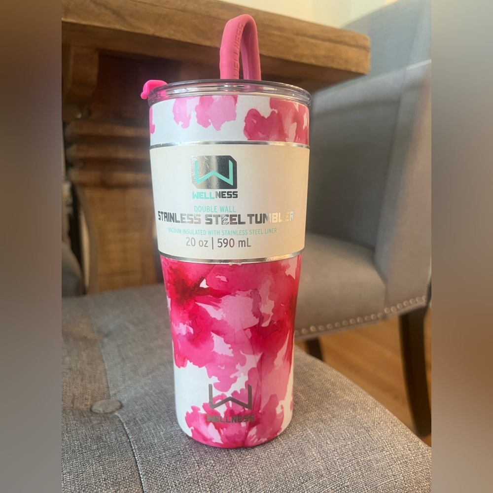 Wellness Stainless Steel Tumbler - Pink Floral (20 oz)